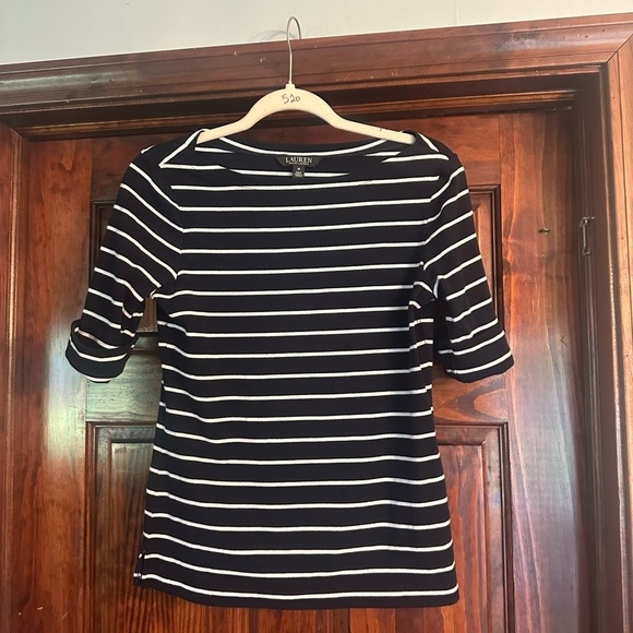 Ralph Lauren Black Label Tops - Ralph Lauren Black Label Navy and White Striped Tee